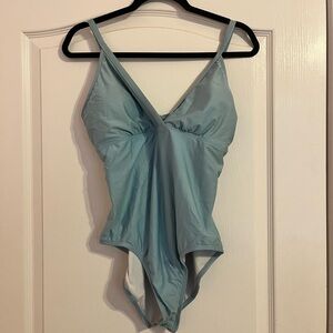 Baby blue one piece swimsuit